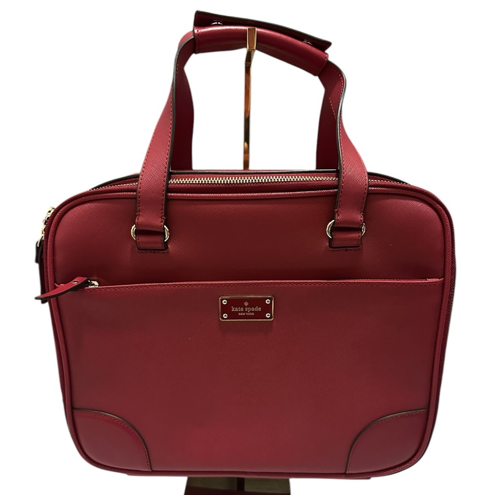 Kate Spade EUC Red Saffiano Leather Bon Voyage Suitcase Topper Travel Bag